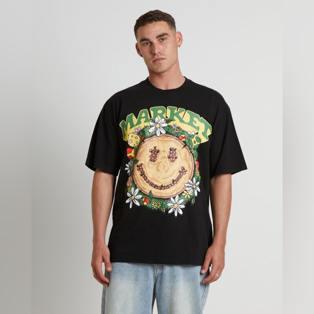 MARKET x Smiley Unisex Decomposition Black T-Shirt NEW Men’s Medium